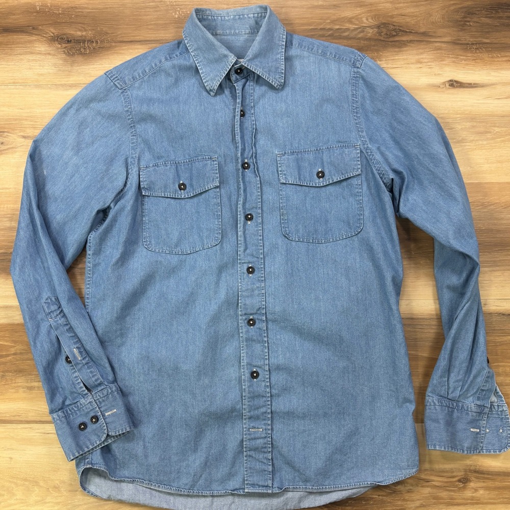 Freemans Sporting Club Denim Shirt Mens S Workwear 100% Cotton Indigo Chambray